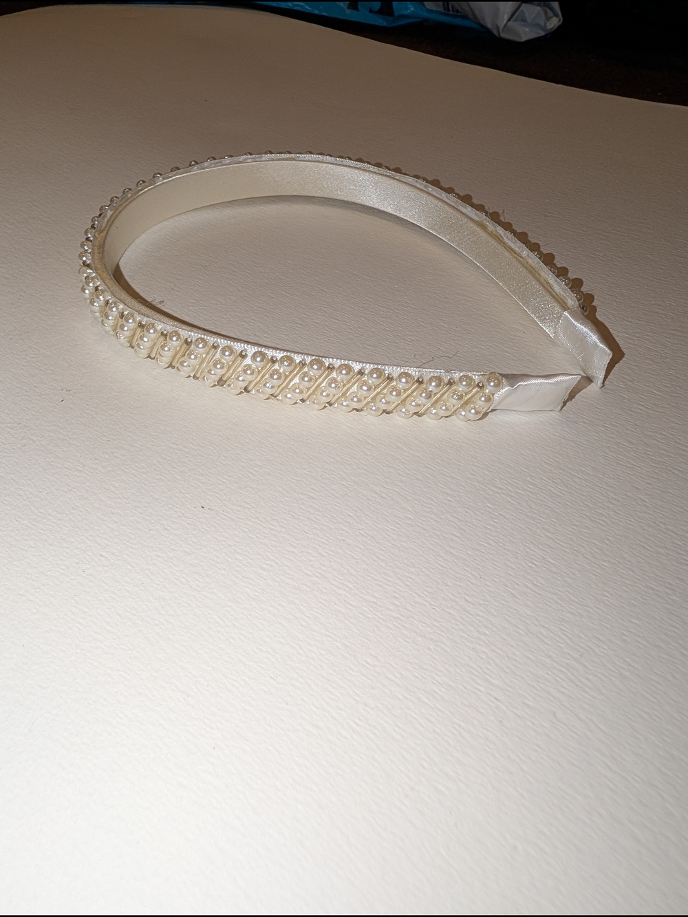 Pearl Embellished Cream Headband